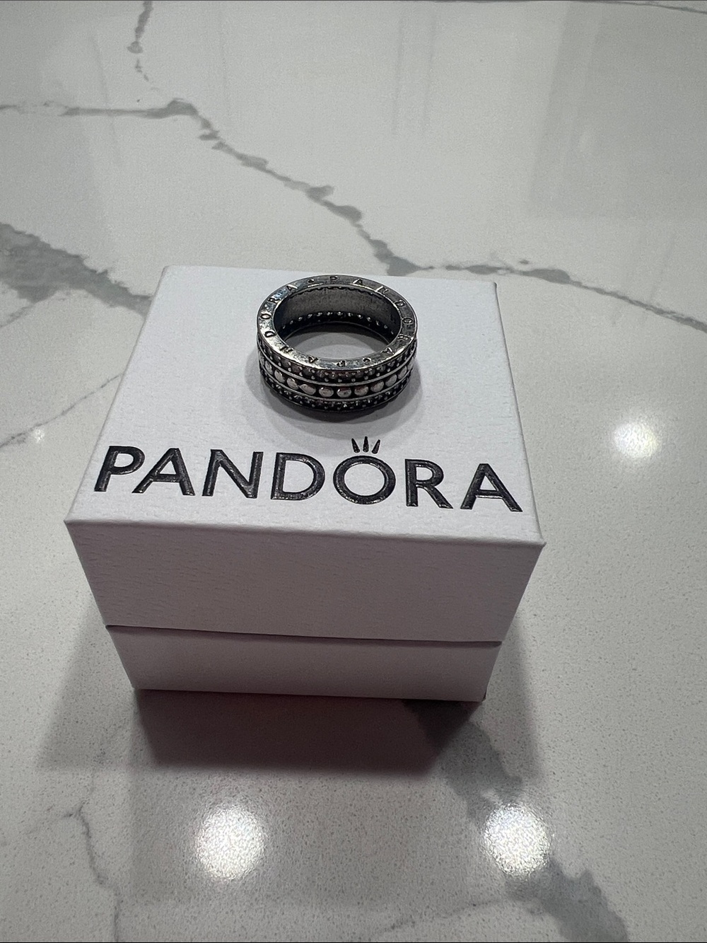 Pandora Silver Stacked Band Ring - Picture 3 of 5